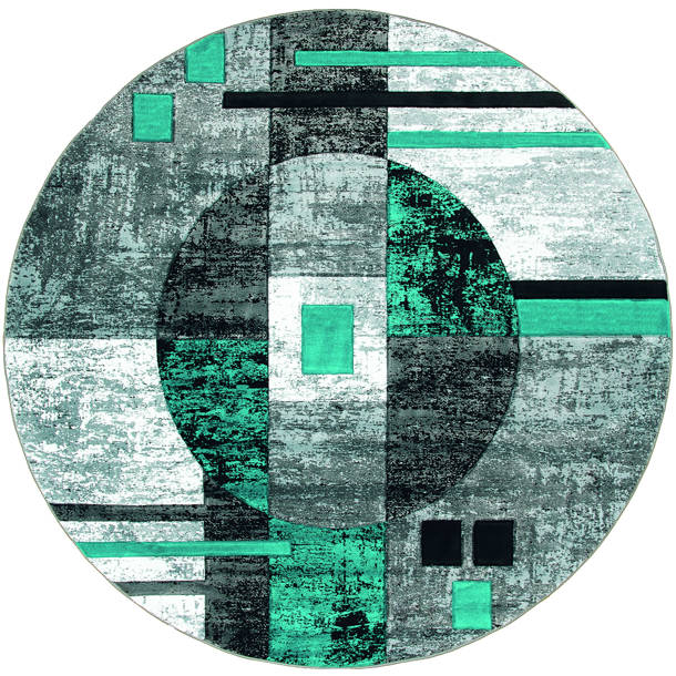 Orren Ellis Zabala Performance Turquoise/Gray Rug & Reviews Wayfair